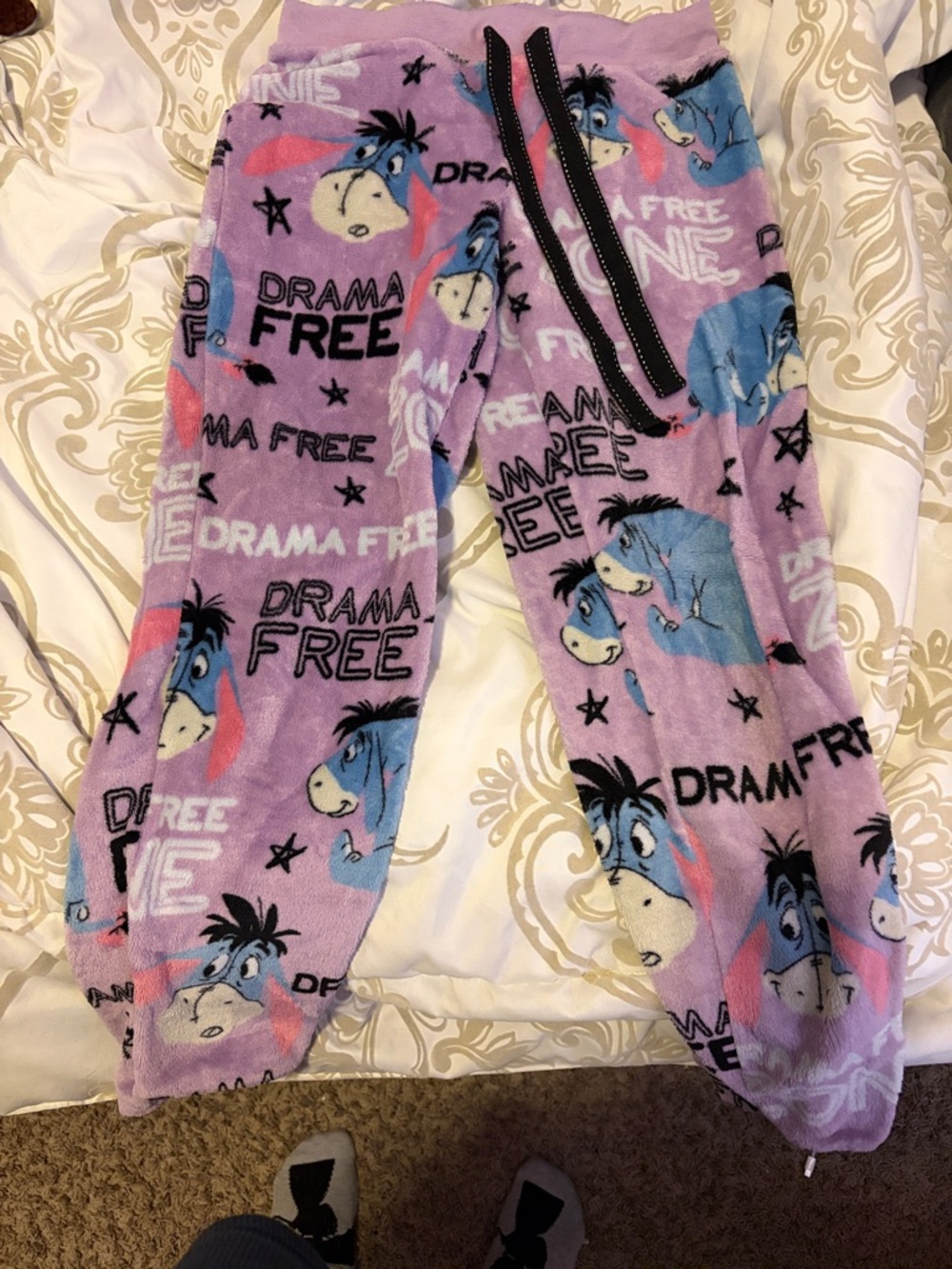 Disney Purple Eeyore 'Drama Free' Plush Pajama Bottoms